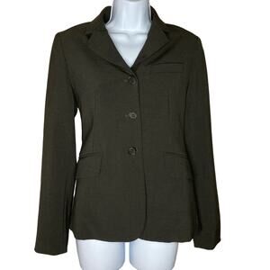 Theory Women's Dark Brown Wool Blend Blazer Jacket Button Front V-Neck Size XS